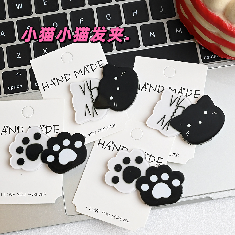 かわいい Y2K 猫のヘアピン黒白猫の足ヘアクリップかわいい - Cat Claw Bark のレビューと価格